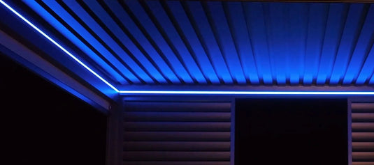 Maze - Eden 3m x 4m Pergola with LED Lights & Motorised Roof - Grey