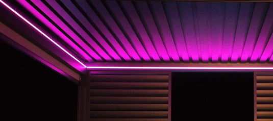 Maze - 4m x 4m Eden Pergola with LED Lights & Motorised Roof - Grey
