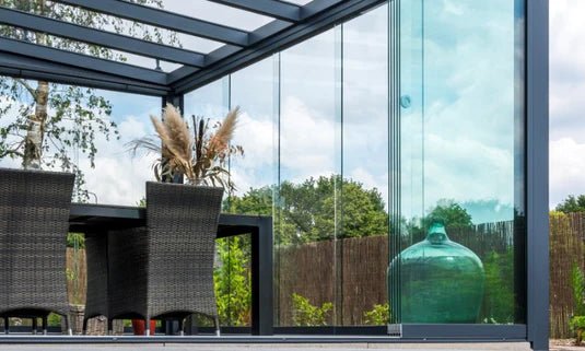 Load image into Gallery viewer, Nova Titan Aluminium Pergola 6m x 3m Rectangular optional Glass sliding Doors - Grey
