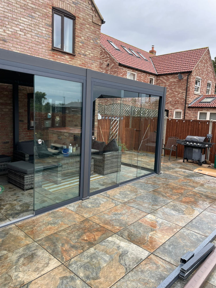 Titan XL Glass Aluminium Pergola - Select Glass Doors on the product page