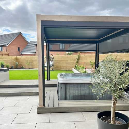 Nova Titan Aluminium Pergola - 4m x 3m Rectangular - Wood Look