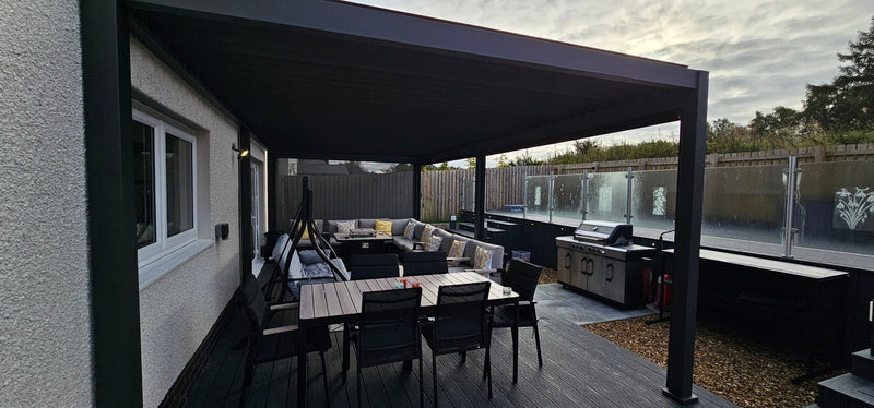 Load image into Gallery viewer, Nova Titan Aluminium Pergola Anthracite Grey with Free Titan Pull Down Screen
