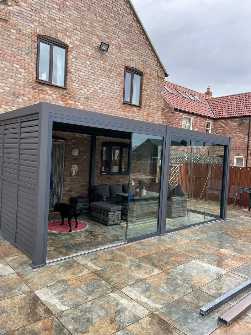 Load image into Gallery viewer, Blakesleys Aluminium Pergola - &amp; Glass Sliding Door System - New Model
