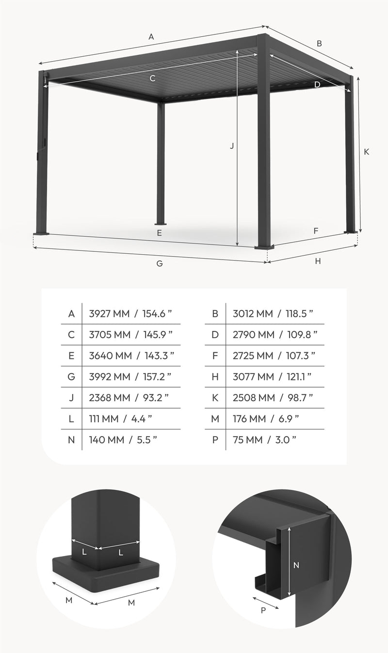 Load image into Gallery viewer, Nova Titan Aluminium Pergola 4x3m  Graphite Grey &amp; Free Titan Pull Down Screen
