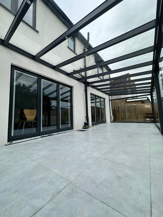 Deponti 6x4m  Skyline Aluminium Glass Roof Pergola Veranda Grey