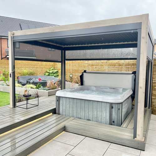 Titan Aluminium Pergola - 4m x 3m Rectangular - Wood Look