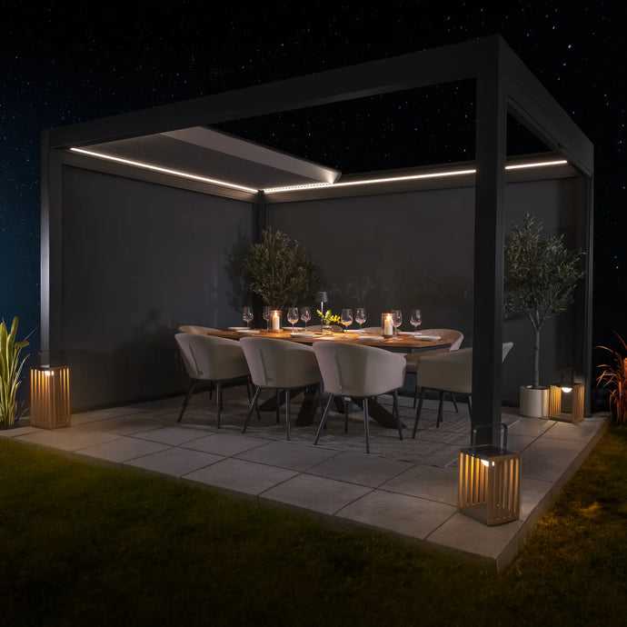 Solis Electric Retractable Roof with LED lights Aluminium Pergola 4x3m