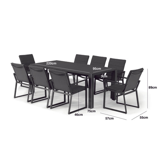 Maze - Manhattan 8 Seat Rectangular Aluminium Dining Set