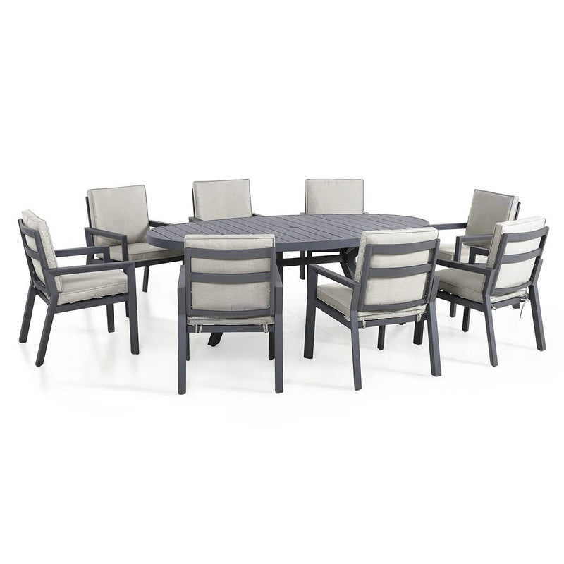 Load image into Gallery viewer, Maze - New York 8 Seat Oval Aluminium Dining Set - Dove Grey
