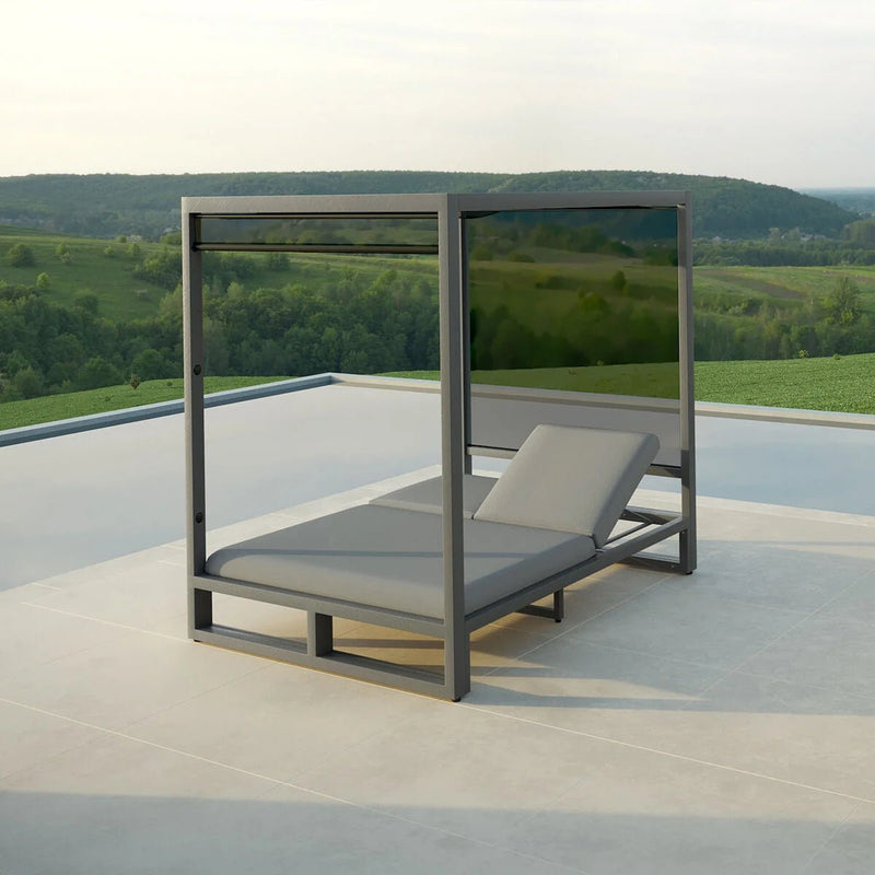 Load image into Gallery viewer, Maze - Outdoor Fabric Allure Cabana Double Sunlounger - Flanelle
