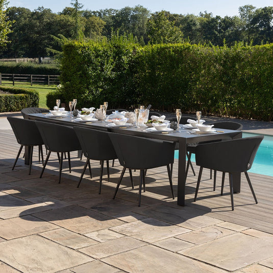 Maze - Outdoor Fabric Ambition 6 - 10 Seat Extending Dining Set - Charcoal