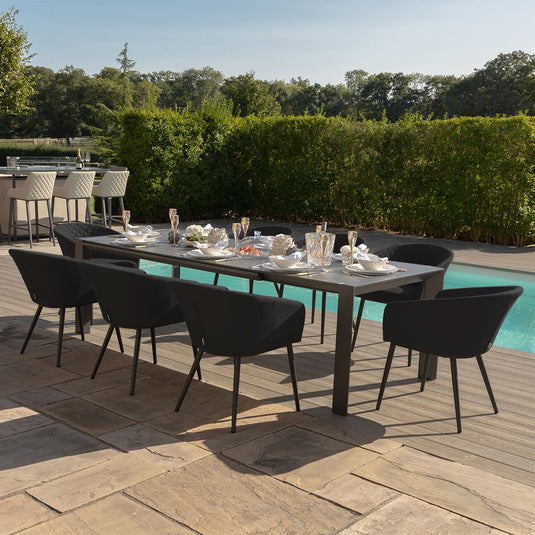 Maze - Outdoor Fabric Ambition 6 - 10 Seat Extending Dining Set - Charcoal