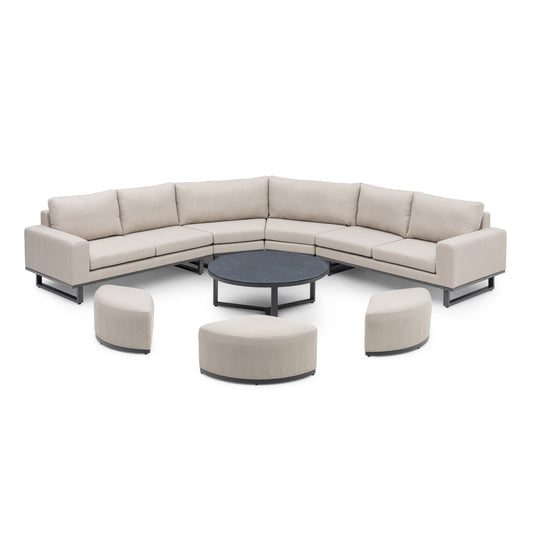 Maze - Outdoor Fabric Ethos Grande Corner Sofa Set
with Round Coffee Table & 3 Footstools - Oatmeal