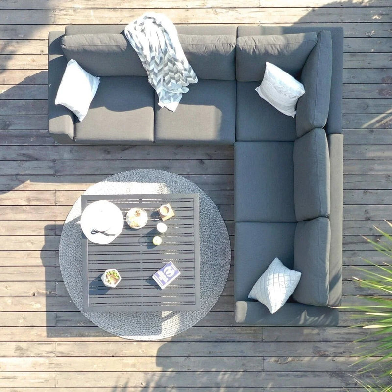 Load image into Gallery viewer, Maze - Outdoor Fabric Ethos Corner Group - Flanelle
With Square Coffee Table
