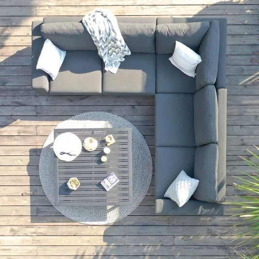 Maze - Outdoor Fabric Ethos Corner Group - Flanelle
With Square Coffee Table