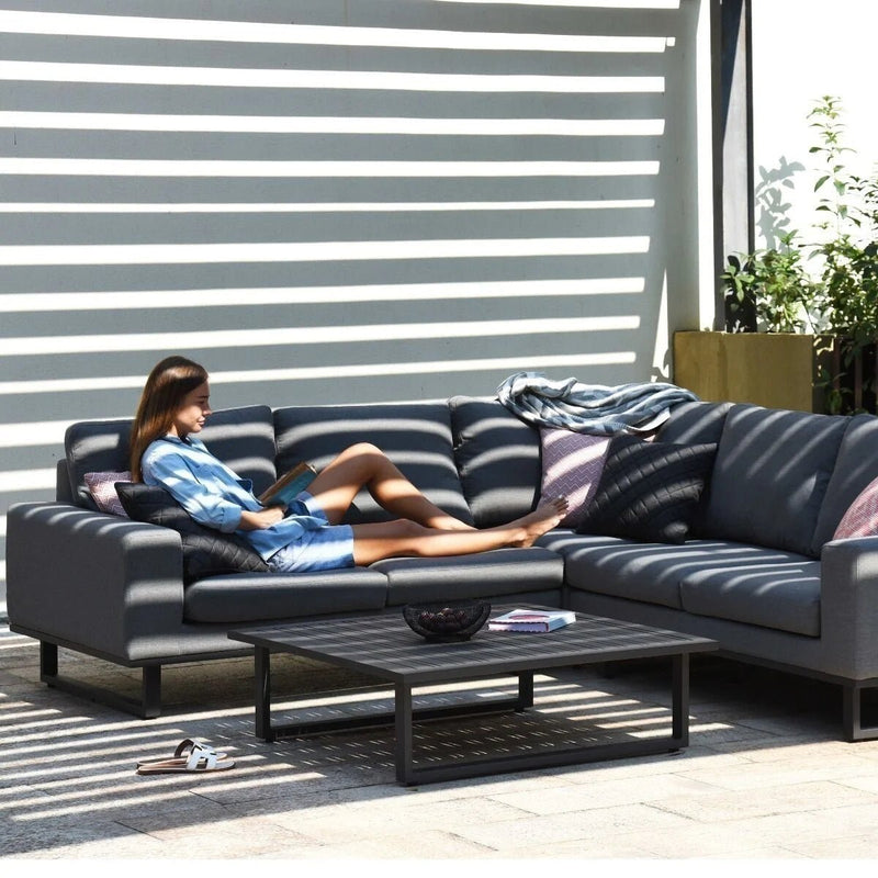 Load image into Gallery viewer, Maze - Outdoor Fabric Ethos Corner Group - Flanelle
With Square Coffee Table
