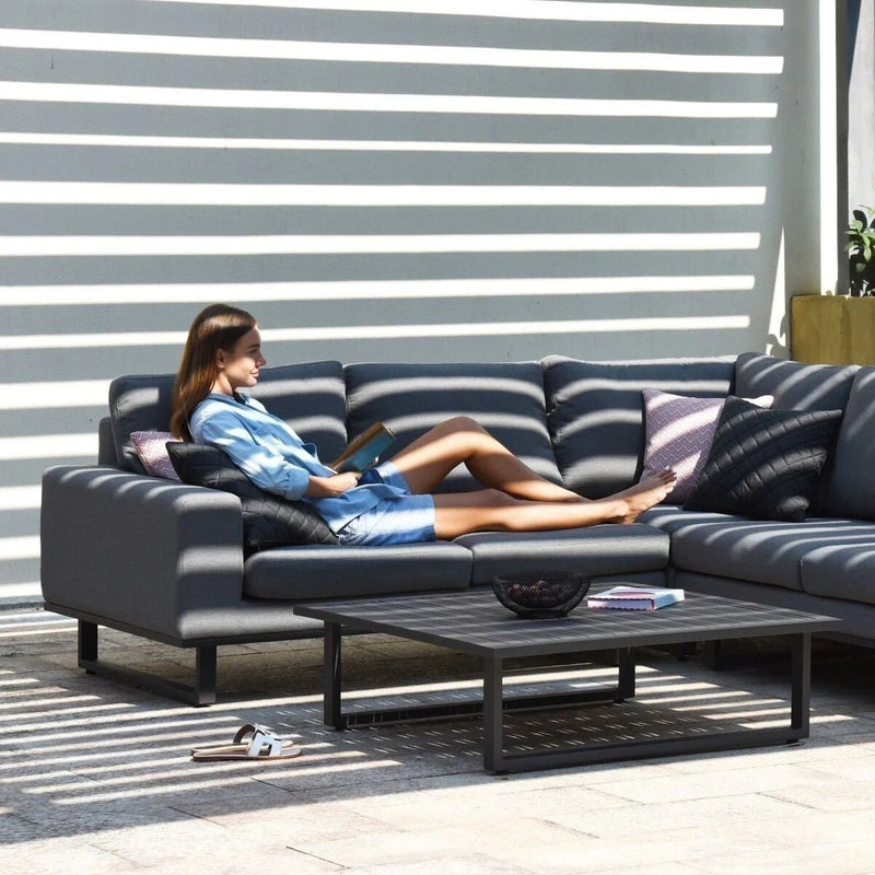 Load image into Gallery viewer, Maze - Outdoor Fabric Ethos Corner Group - Flanelle
With Square Coffee Table
