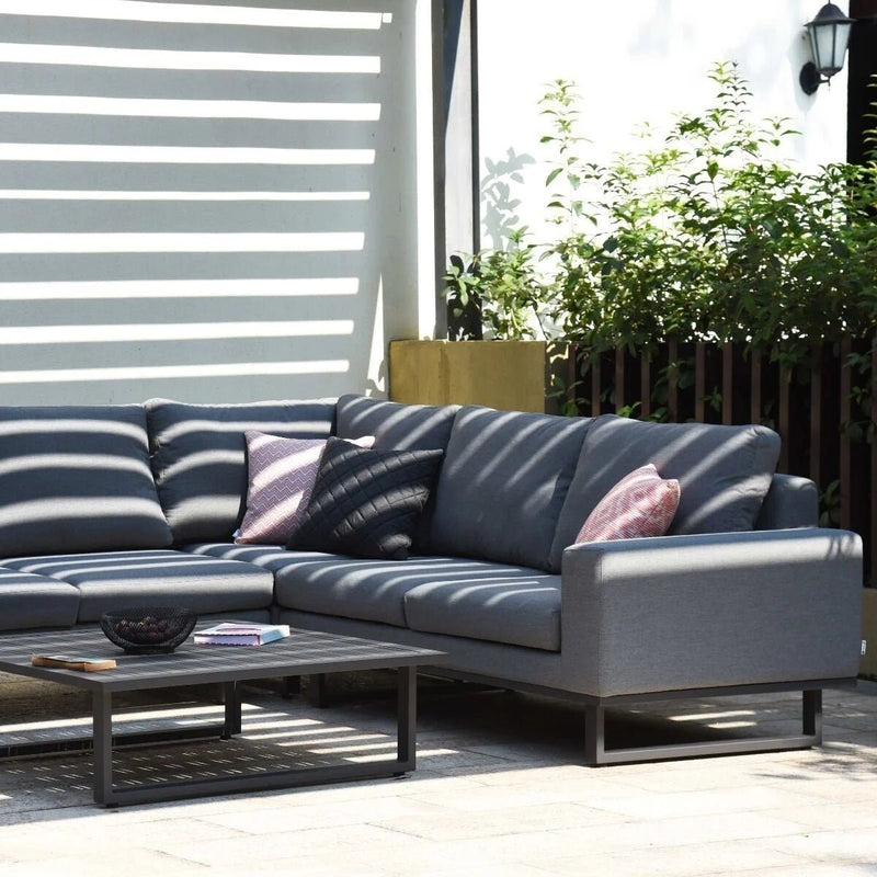 Load image into Gallery viewer, Maze - Outdoor Fabric Ethos Corner Group - Flanelle
With Square Coffee Table
