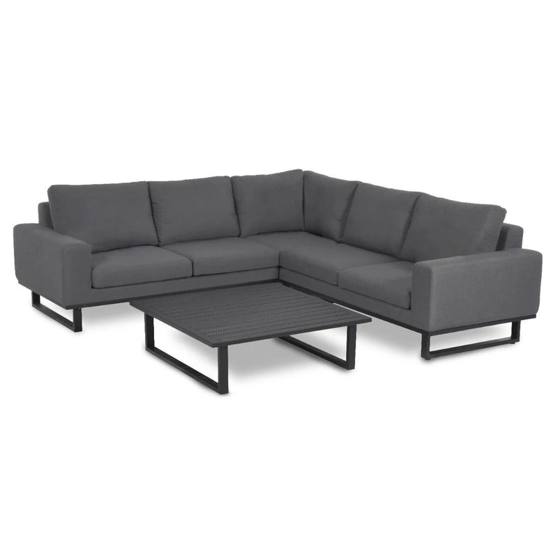 Load image into Gallery viewer, Maze - Outdoor Fabric Ethos Corner Group - Flanelle
With Square Coffee Table
