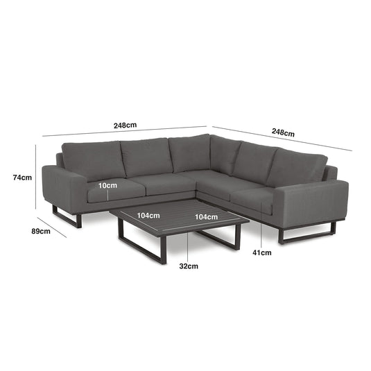 Maze - Outdoor Fabric Ethos Corner Group - Flanelle
With Square Coffee Table