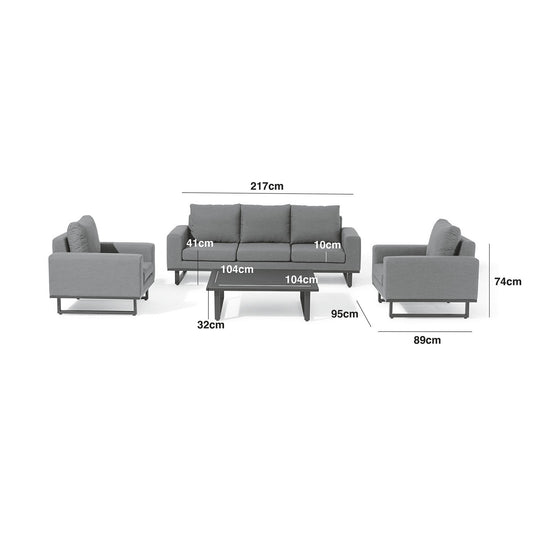 Maze - Outdoor Fabric Ethos 3 Seat Sofa Set - Flanelle