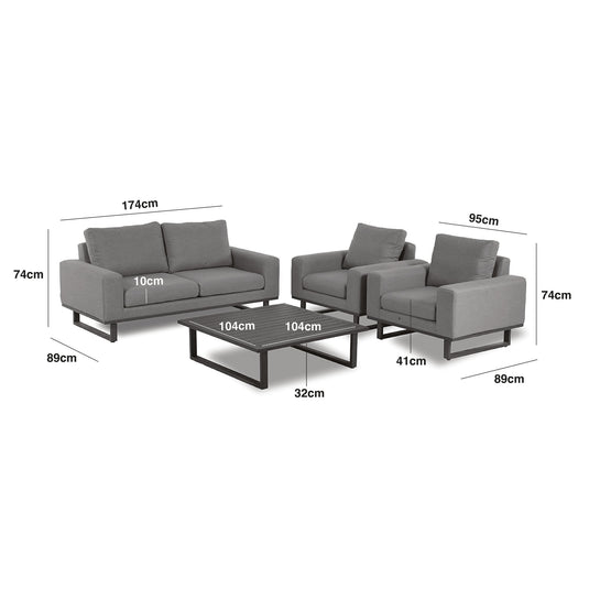 Maze - Outdoor Fabric Ethos 2 Seat Sofa Set - Flanelle
with Square Coffee Table