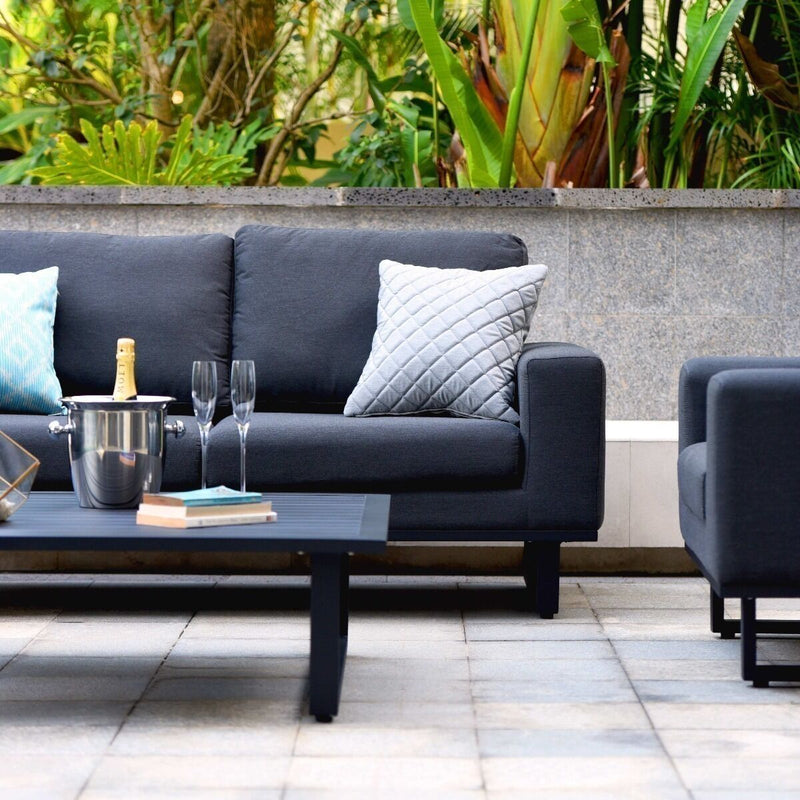 Load image into Gallery viewer, Maze - Outdoor Fabric Ethos 2 Seat Sofa Set - Charcoal
with Square Coffee Table
