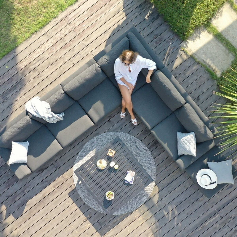 Load image into Gallery viewer, Maze - Outdoor Fabric Ethos Large Corner Group - Flanelle Grey
With Square Coffee Table
