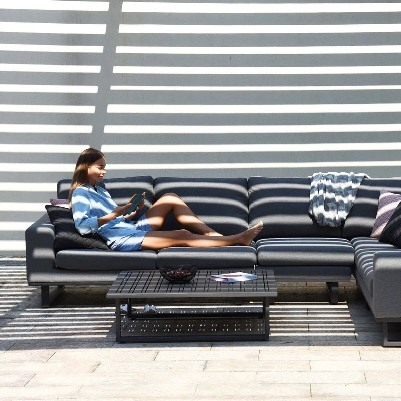 Load image into Gallery viewer, Maze - Outdoor Fabric Ethos Large Corner Group - Flanelle Grey
With Square Coffee Table
