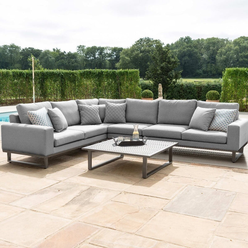 Load image into Gallery viewer, Maze - Outdoor Fabric Ethos Large Corner Group - Flanelle Grey
With Square Coffee Table
