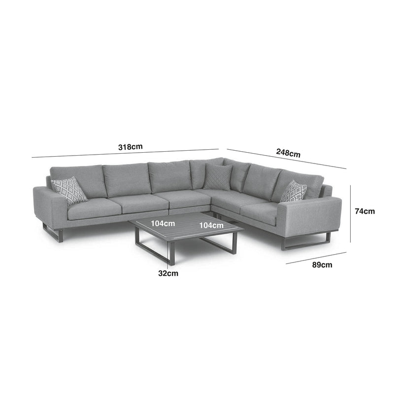 Load image into Gallery viewer, Maze - Outdoor Fabric Ethos Large Corner Group - Flanelle Grey
With Square Coffee Table
