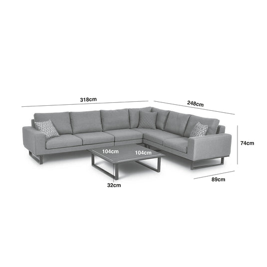 Maze - Outdoor Fabric Ethos Large Corner Group - Flanelle Grey
With Square Coffee Table