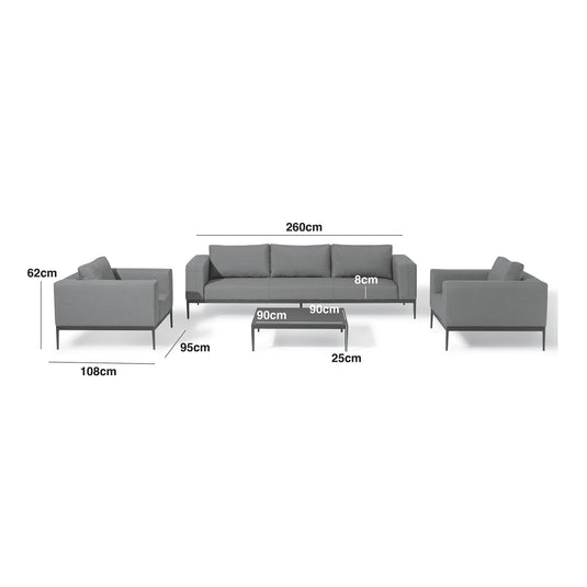 Maze - Outdoor Fabric Eve 3 Seat Sofa Set - Flanelle