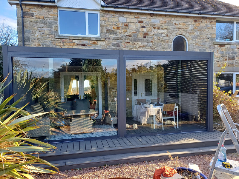 Load image into Gallery viewer, Blakesleys Aluminium Pergola - &amp; Glass Sliding Door System - New Model
