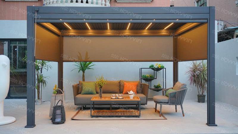 Load image into Gallery viewer, Skyline Pull Down Screen 3m Pergola in Grey
