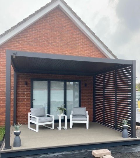 Load image into Gallery viewer, 1.2m Aluminium Side Wall With Adjustable Louvres for 3.6 m Titan Pergola - Grey
