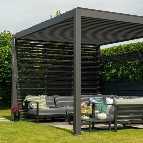 Load image into Gallery viewer, 1.2m Aluminium Side Wall With Adjustable Louvres for 3.6 m Titan Pergola - Grey
