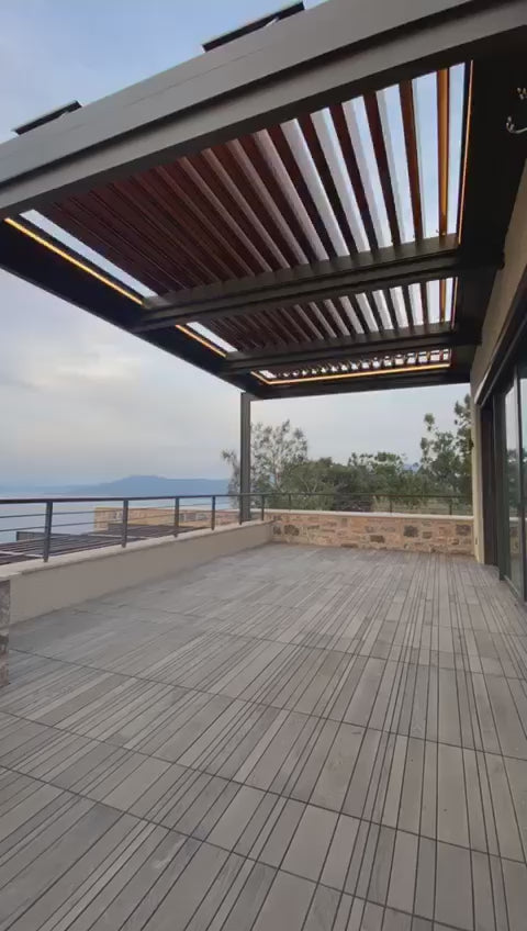 Load and play video in Gallery viewer, Rolling Roof Retractable Smart System Bioclimatic Pergola
