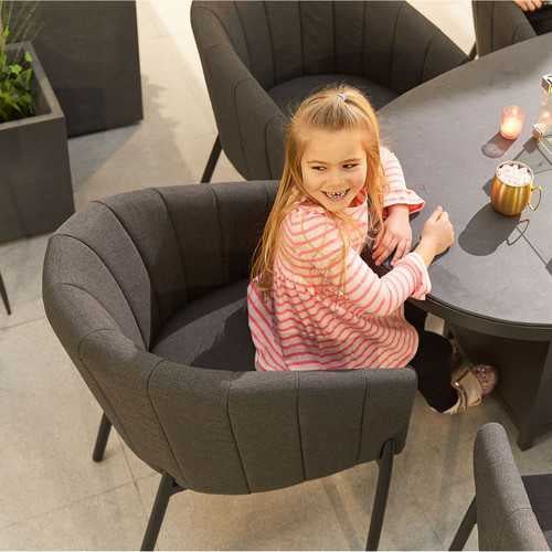 Load image into Gallery viewer, Nova - Edge Fabric 8 Seat Oval Dining Set with Firepit - Dark Grey

