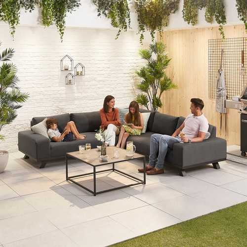 Nova - Tranquility Fabric Corner Sofa Set with Coffee Table - Dark Grey