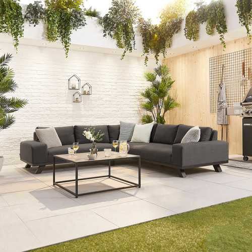 Nova - Tranquility Fabric Corner Sofa Set with Coffee Table - Dark Grey