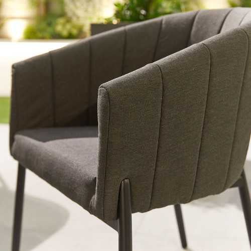 Nova - Edge Fabric 8 Seat Rectangular Dining Set - Dark Grey