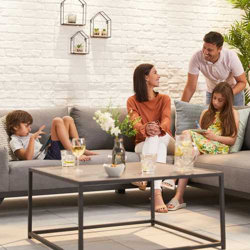 Nova - Tranquility Outdoor Fabric Corner Sofa Set with 2 Lounge Chairs - Light Grey