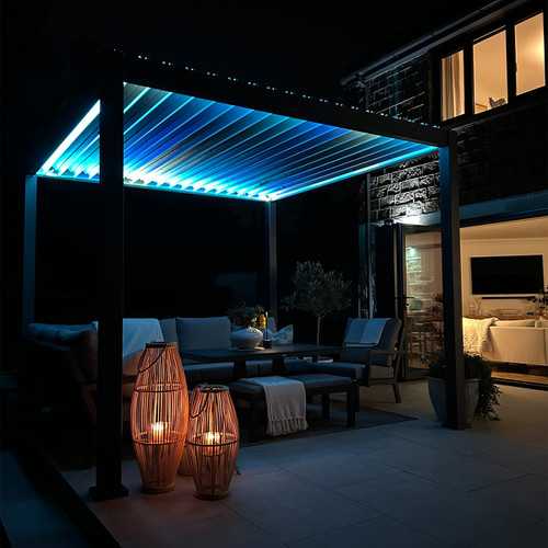 Nova Titan Plus LED 3m x 3m Rectangular Motorised Aluminium Pergola Grey