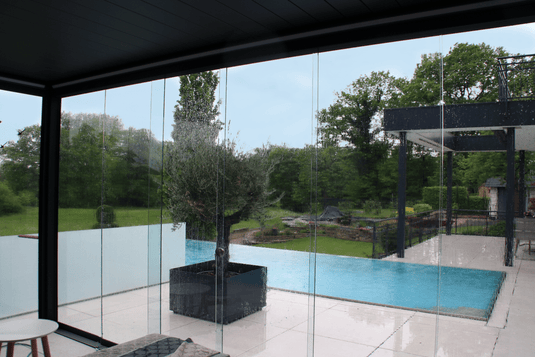 Nova Titan Aluminium Pergola 6m x 3m Rectangular with Glass sliding Doors - Grey