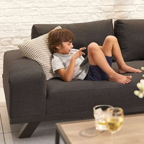 Nova - Tranquility Fabric Corner Sofa Set with Coffee Table & 2 x Lounge Chair - Dark Grey