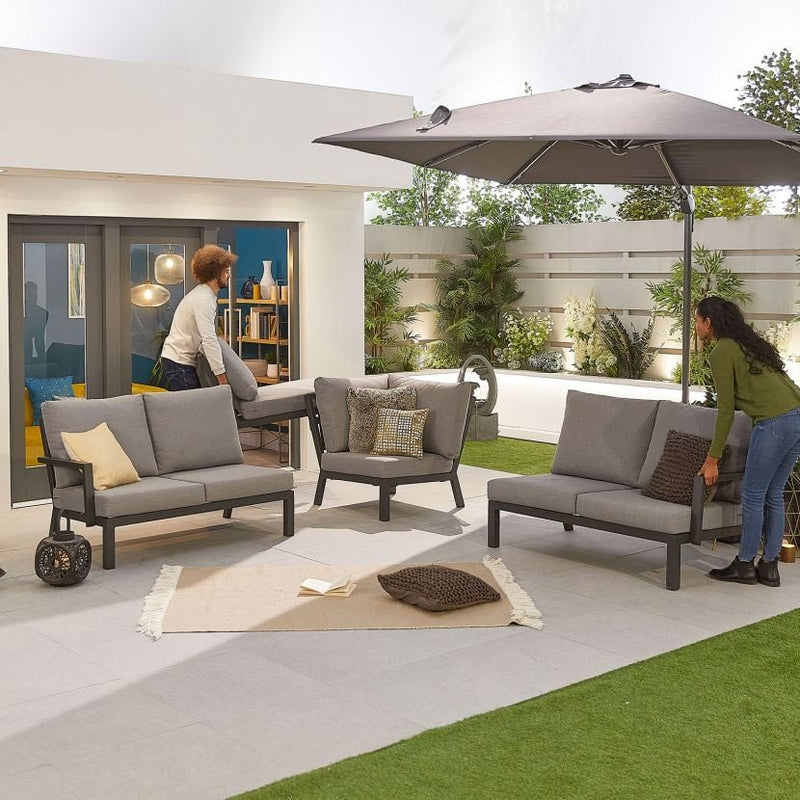 Load image into Gallery viewer, Nova - Vogue Corner Dining Set with Firepit Table &amp; Lounge Chair - Grey
