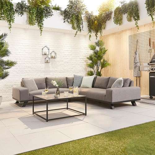 Nova - Tranquility Outdoor Fabric Corner Sofa Set with Coffee Table - Light Grey