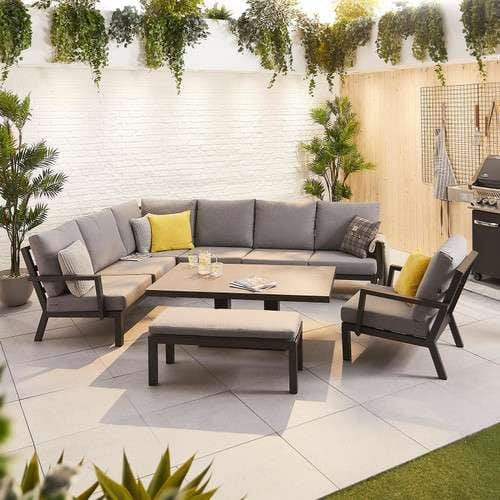Load image into Gallery viewer, Nova - Vogue Corner Set with Rising Table &amp; Armchair &amp; Bench - Grey
