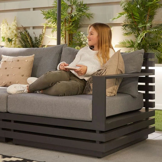 Nova - San Marino Aluminium Corner Sofa with Coffee Table - Grey Frame